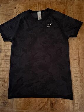 Gymshark Black Subtle Camo Short Sleeve Training Tee